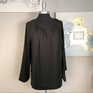 Lush Black V Collar Blouse